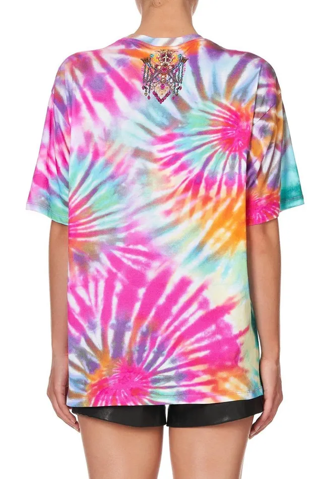 Women Tees Camilla Oversize TieDye Band Tee Let The Sun Shine