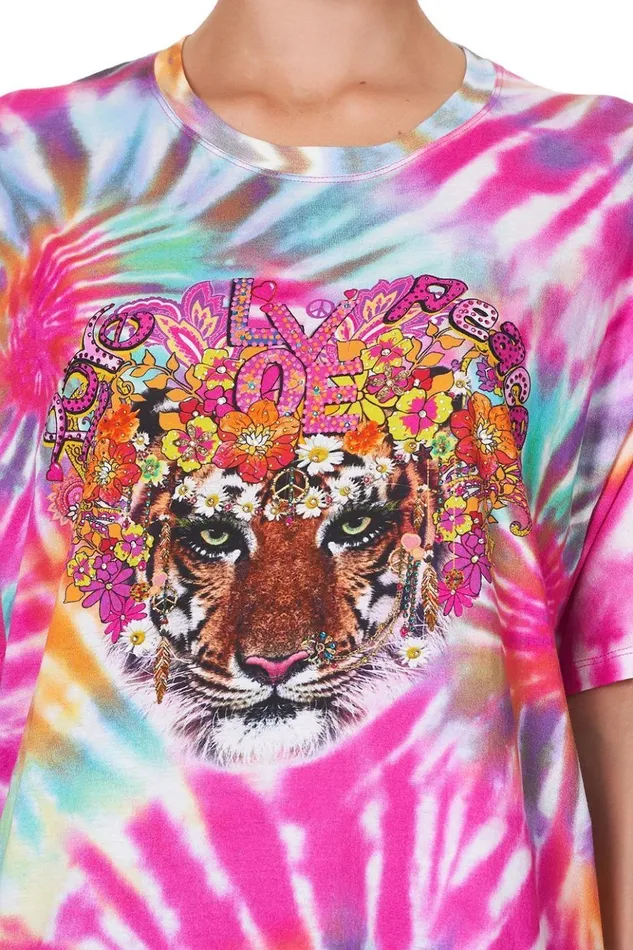 Women Tees Camilla Oversize TieDye Band Tee Let The Sun Shine