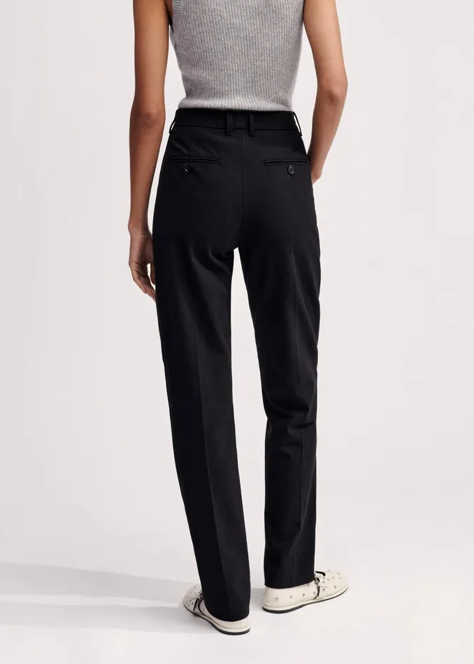 Women Textured Boyish Cigarette Pant Black MEEM
