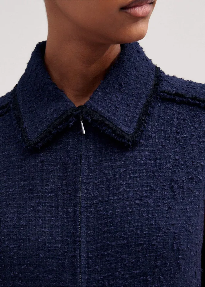 Women Textured CottonBlend Midi Dress Navy MEEM