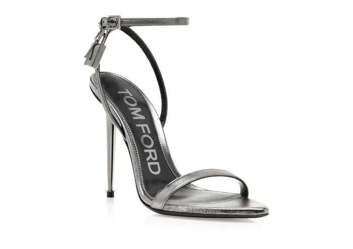 Women The Padlock Tom Ford Laminated Nappa Leather Padlock Pointy Naked Sandal Gunmetal Women The Padlock Tom Ford Laminated Nappa Leather Padlock Pointy Naked Sandal Gunmetal