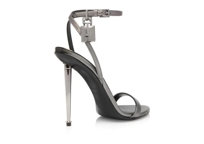 Women The Padlock Tom Ford Laminated Nappa Leather Padlock Pointy Naked Sandal Gunmetal Women The Padlock Tom Ford Laminated Nappa Leather Padlock Pointy Naked Sandal Gunmetal