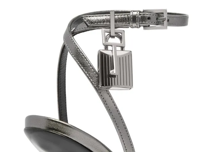 Women The Padlock Tom Ford Laminated Nappa Leather Padlock Pointy Naked Sandal Gunmetal Women The Padlock Tom Ford Laminated Nappa Leather Padlock Pointy Naked Sandal Gunmetal