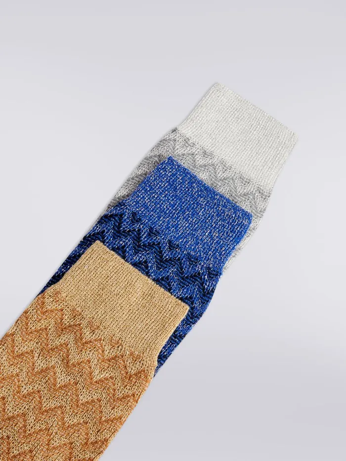 Women ThreePiece Set Of Zigzag Cotton Blend Socks With Lurex Multicoloured Missoni Socks Women ThreePiece Set Of Zigzag Cotton Blend Socks With Lurex Multicoloured Missoni Socks
