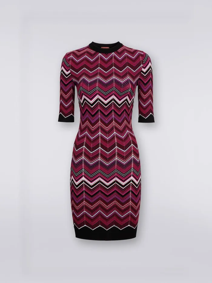 Women ThreeQuarterLength Sleeved Dress In Viscose Blend Chevron Multicoloured Missoni Dresses Women ThreeQuarterLength Sleeved Dress In Viscose Blend Chevron Multicoloured Missoni Dresses