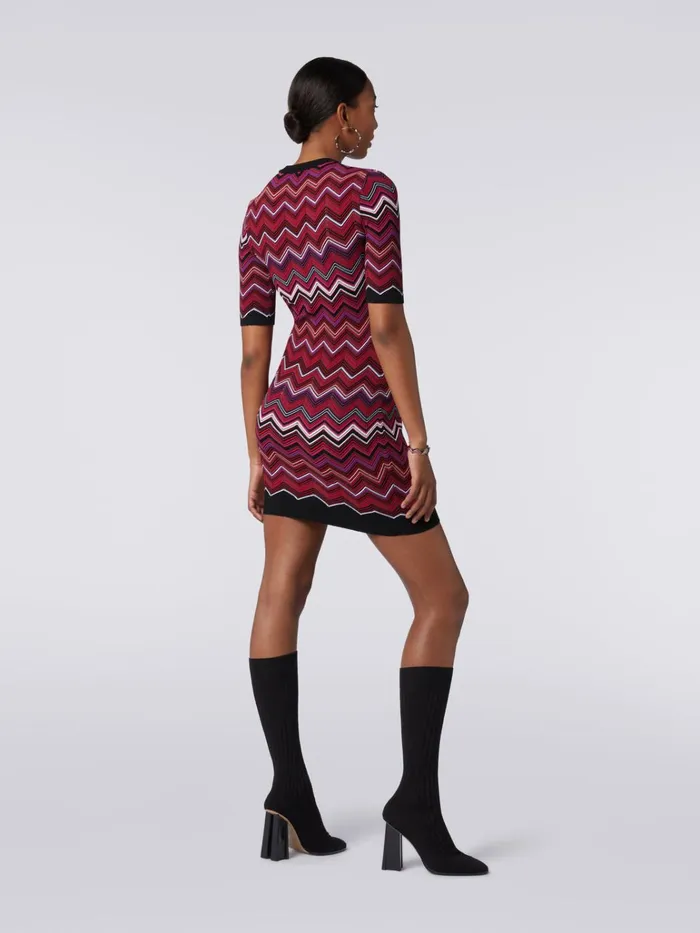 Women ThreeQuarterLength Sleeved Dress In Viscose Blend Chevron Multicoloured Missoni Dresses