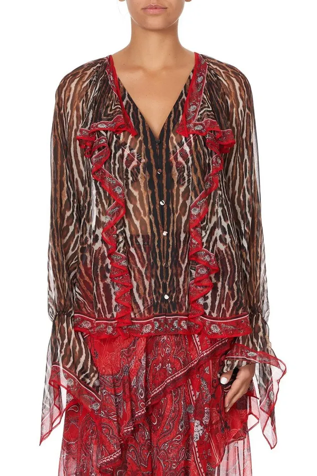 Women Tops Camilla Ruffle Front Blouse Pirate Punk