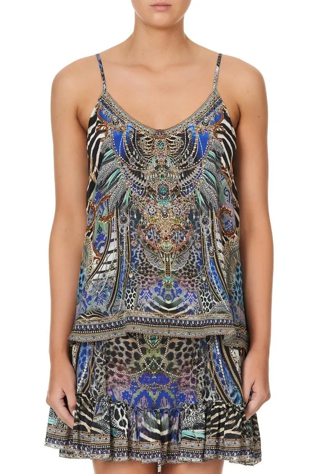 Women Tops Camilla Split Back Cami Animal Army