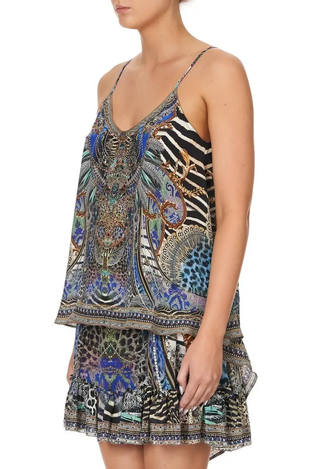 Women Tops Camilla Split Back Cami Animal Army