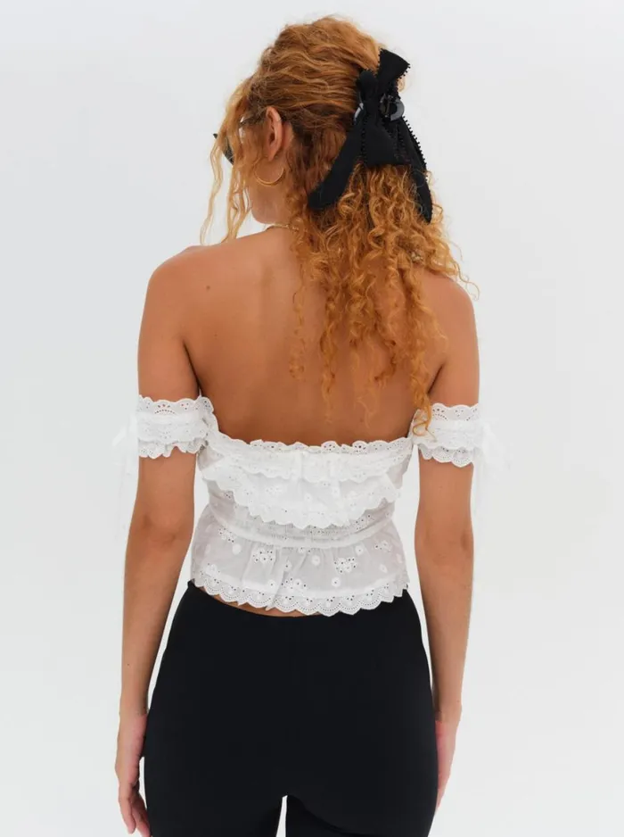 Women Tops For Love and Lemons Marlowe OffShoulder Top White Women Tops For Love and Lemons Marlowe OffShoulder Top White