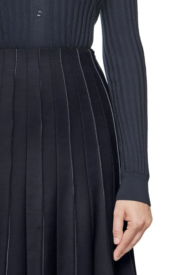 Women Tops Gabriela Hearst Cavalieri Knit Shirt In Navy Merino Wool