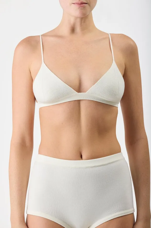 Women Tops Gabriela Hearst Chevier Knit Bra In Ivory Merino Wool