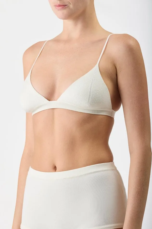 Women Tops Gabriela Hearst Chevier Knit Bra In Ivory Merino Wool