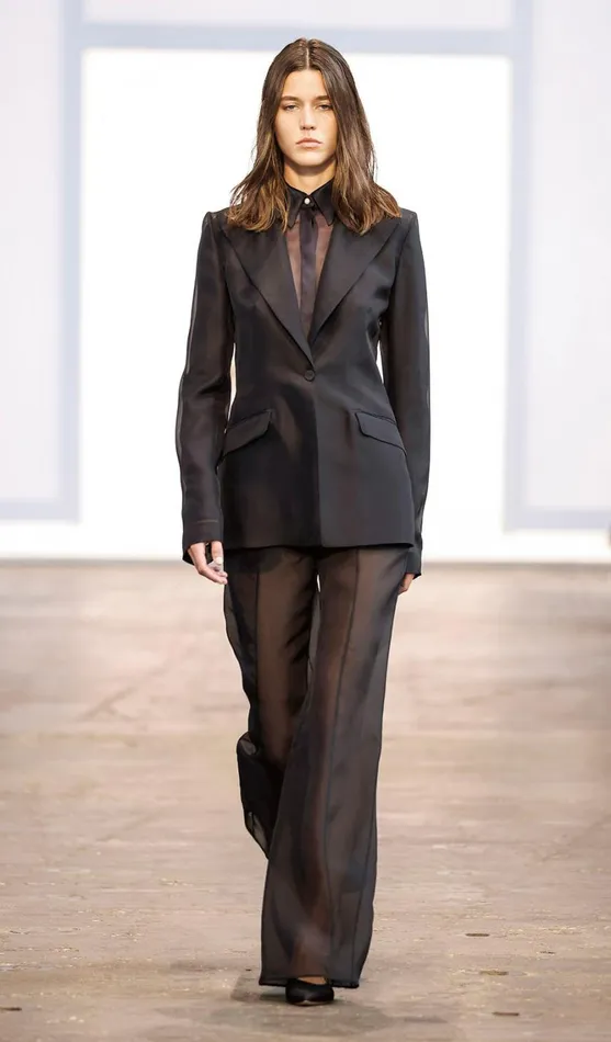 Women Tops Gabriela Hearst Horus Sheer Shirt In Black Silk Organza