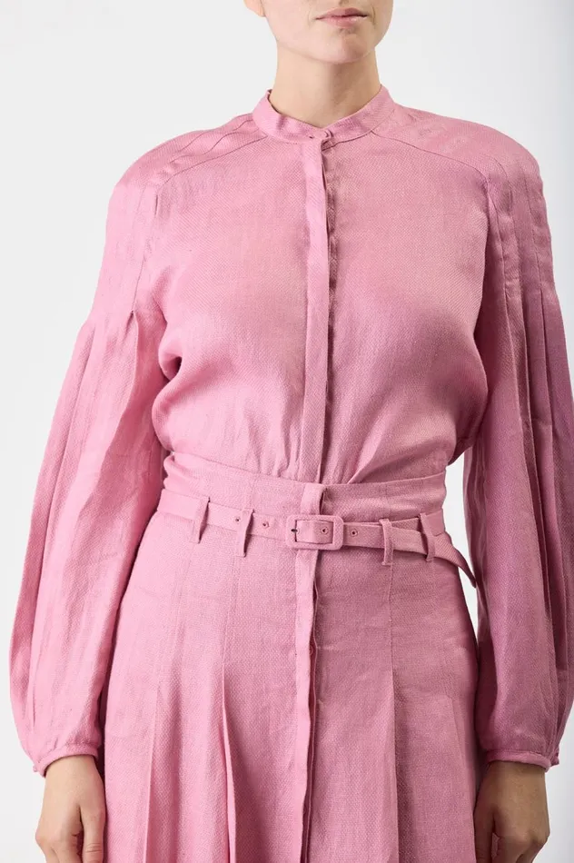 Women Tops Gabriela Hearst Laetitia Blouse In Rose Quartz Linen