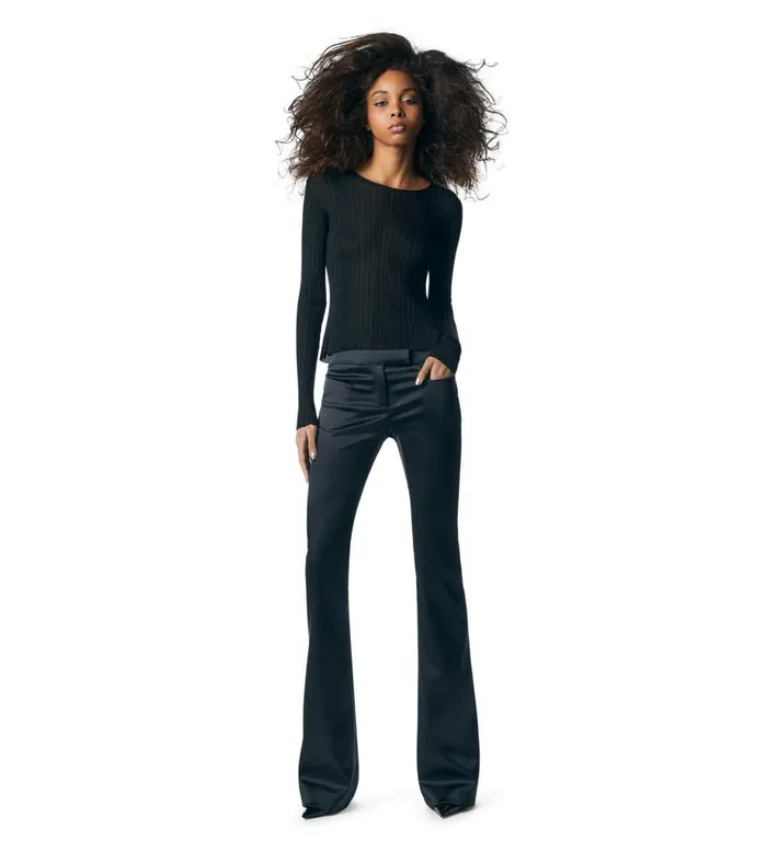 Women Tops Tom Ford Shiny Viscose Crewneck Top Black Women Tops Tom Ford Shiny Viscose Crewneck Top Black