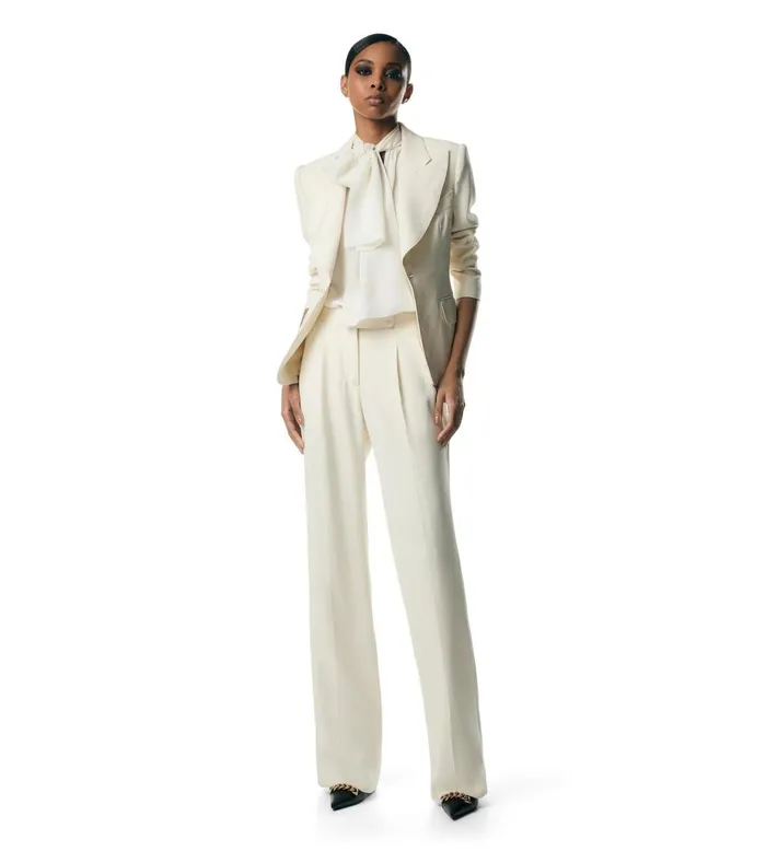 Women Tops Tom Ford Silk Georgette Top Chalk Women Tops Tom Ford Silk Georgette Top Chalk