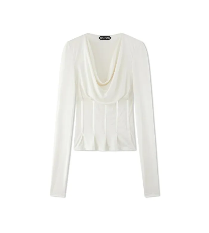 Women Tops Tom Ford Silk Jersey Corset Top Chalk