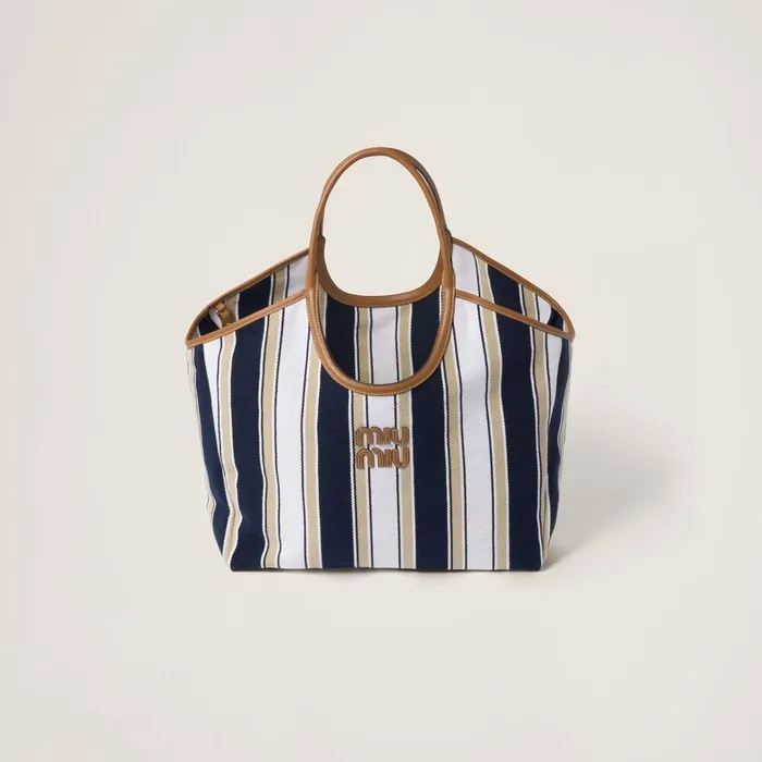 Women Totes Miu Miu IVY Cannet Fabric Bag Bluesand