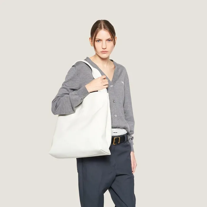Women Totes Miu Miu Leather Hobo Bag White Women Totes Miu Miu Leather Hobo Bag White