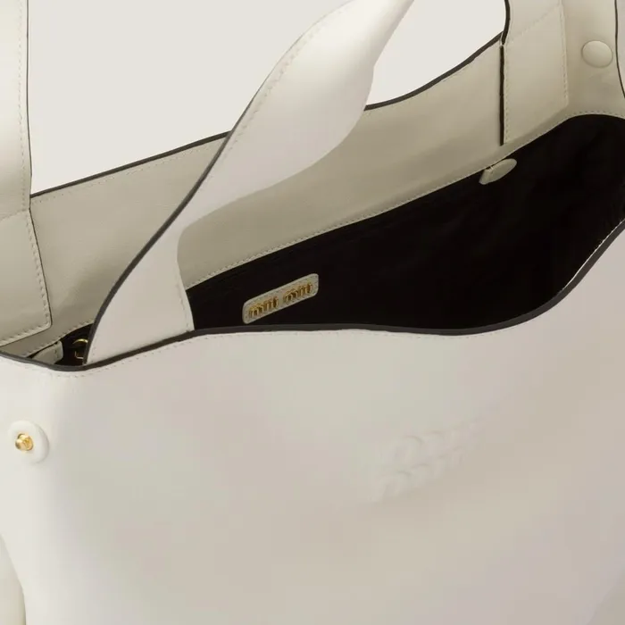 Women Totes Miu Miu Leather Hobo Bag White Women Totes Miu Miu Leather Hobo Bag White