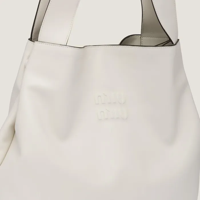 Women Totes Miu Miu Leather Hobo Bag White Women Totes Miu Miu Leather Hobo Bag White