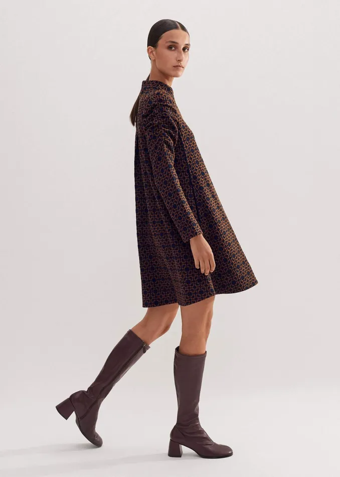 Women Travel Tailoring Graphic Jacquard Shift Dress Navytreacle MEEM
