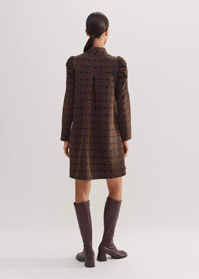 Women Travel Tailoring Graphic Jacquard Shift Dress Navytreacle MEEM