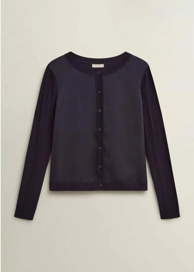 Women Trina Woven Front Cardigan Hobbs Navy Hobbs Jumpers and Cardigans