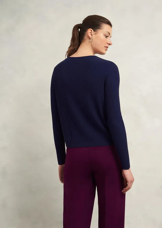 Women Trina Woven Front Cardigan Hobbs Navy Hobbs Jumpers and Cardigans