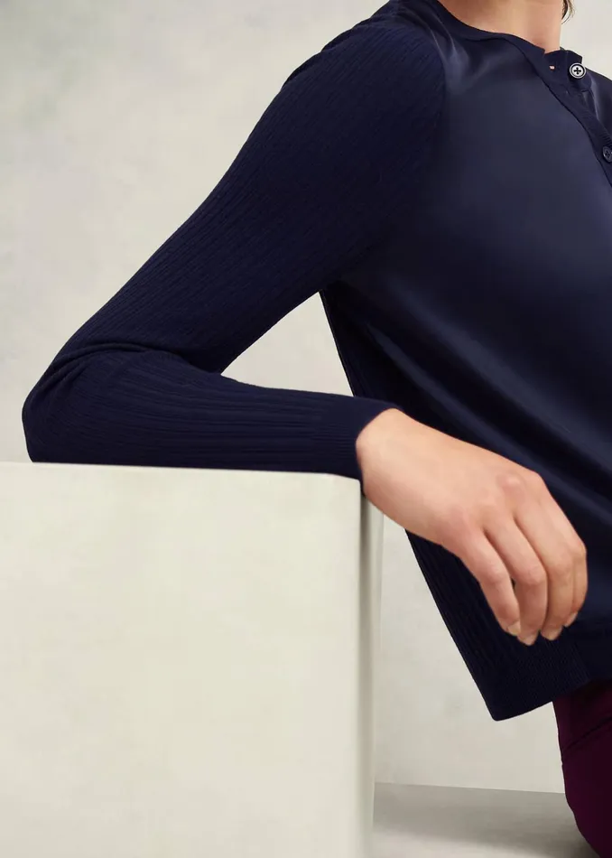Women Trina Woven Front Cardigan Hobbs Navy Hobbs Jumpers and Cardigans