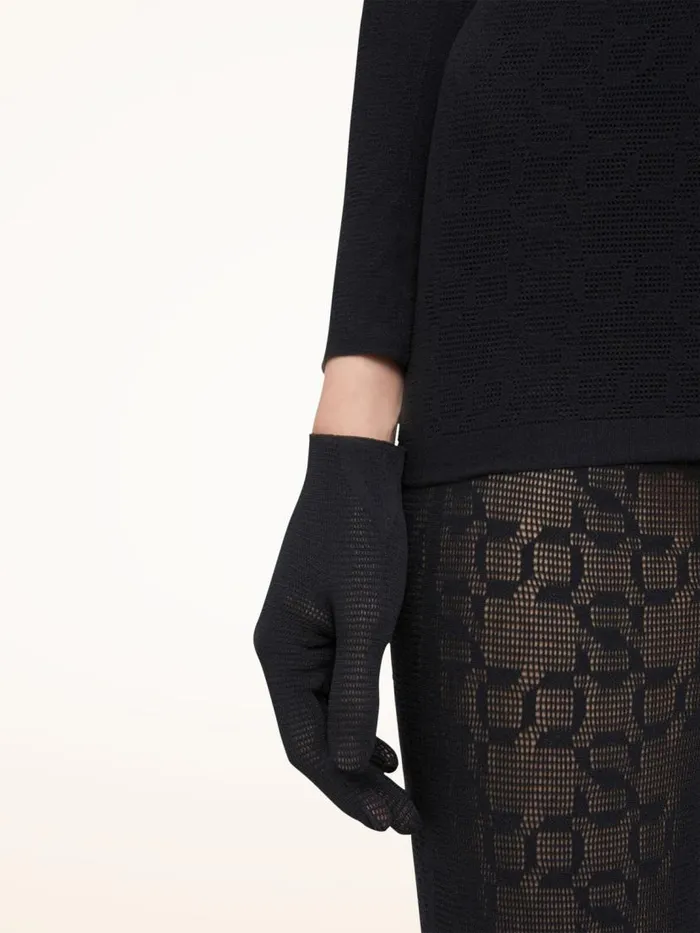 Women Trousers and Jumpsuits Wolford Intricate Pattern Wrap Knit Top Black