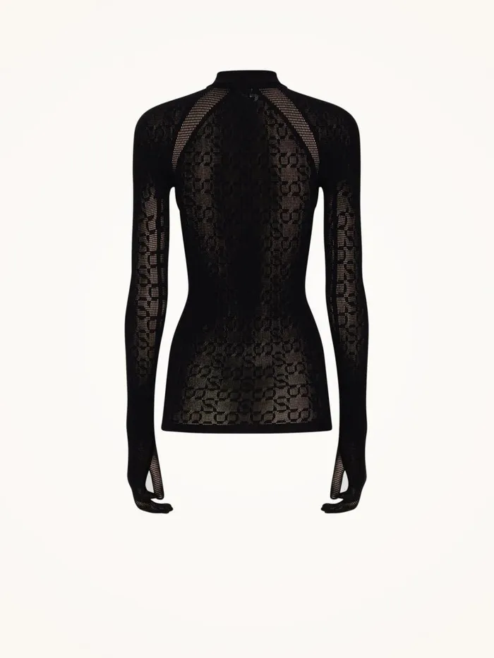 Women Trousers and Jumpsuits Wolford Intricate Pattern Wrap Knit Top Black