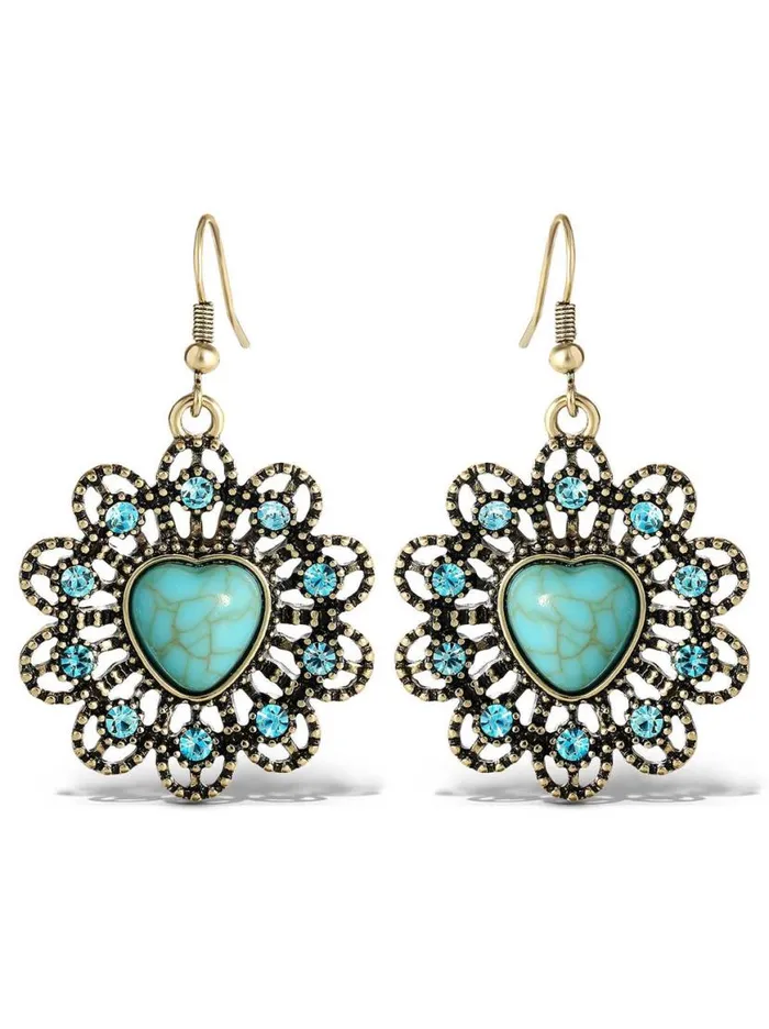 Women Turquoise Stone Ornate Heart Earrings Jessica Simpson Turquoise Collection
