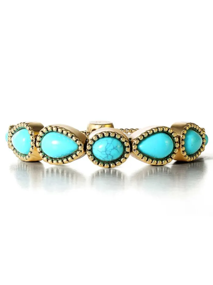 Women Turquoise Stone Slider Bracelet In Gold Jessica Simpson Turquoise Collection
