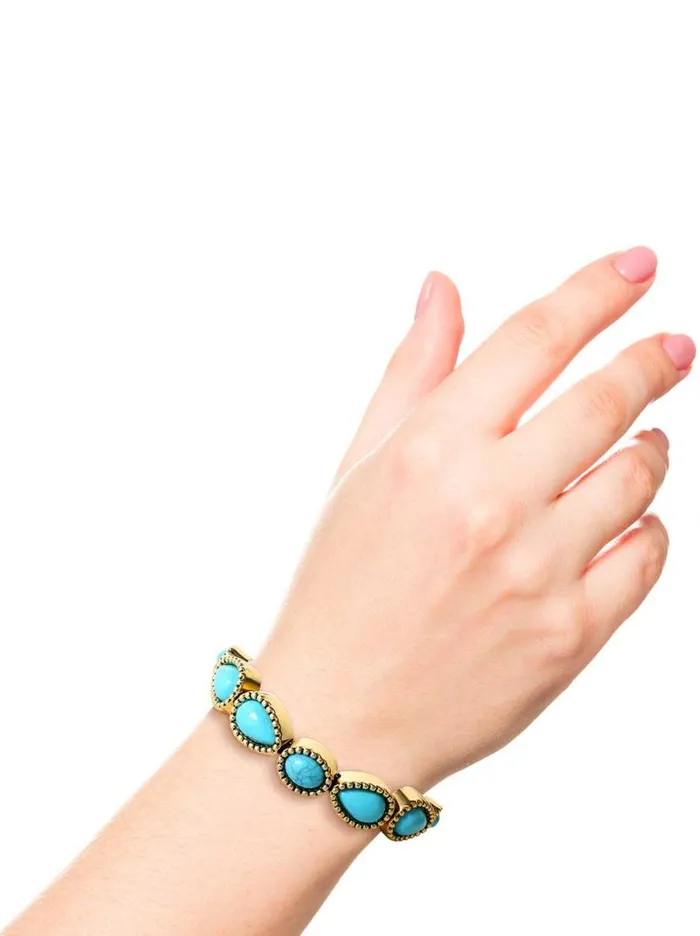 Women Turquoise Stone Slider Bracelet In Gold Jessica Simpson Turquoise Collection