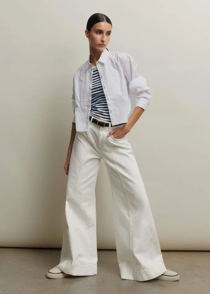 Women Ultimate Crew Neck Stripe Vest Navysoft White MEEM