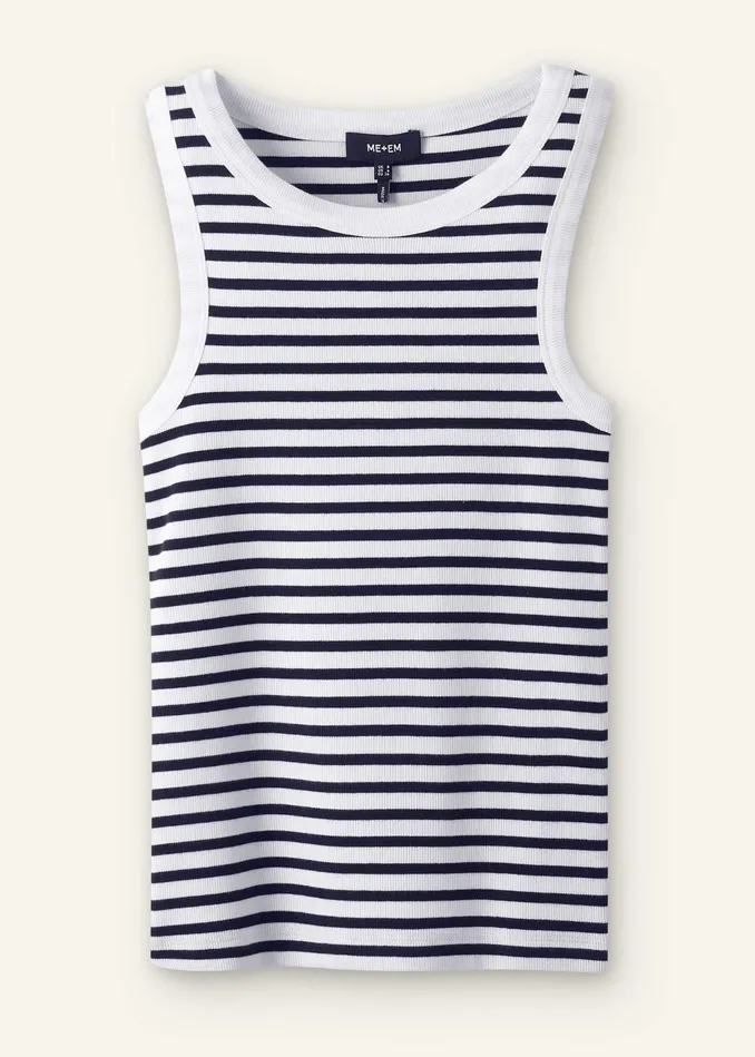 Women Ultimate Crew Neck Stripe Vest Navysoft White MEEM