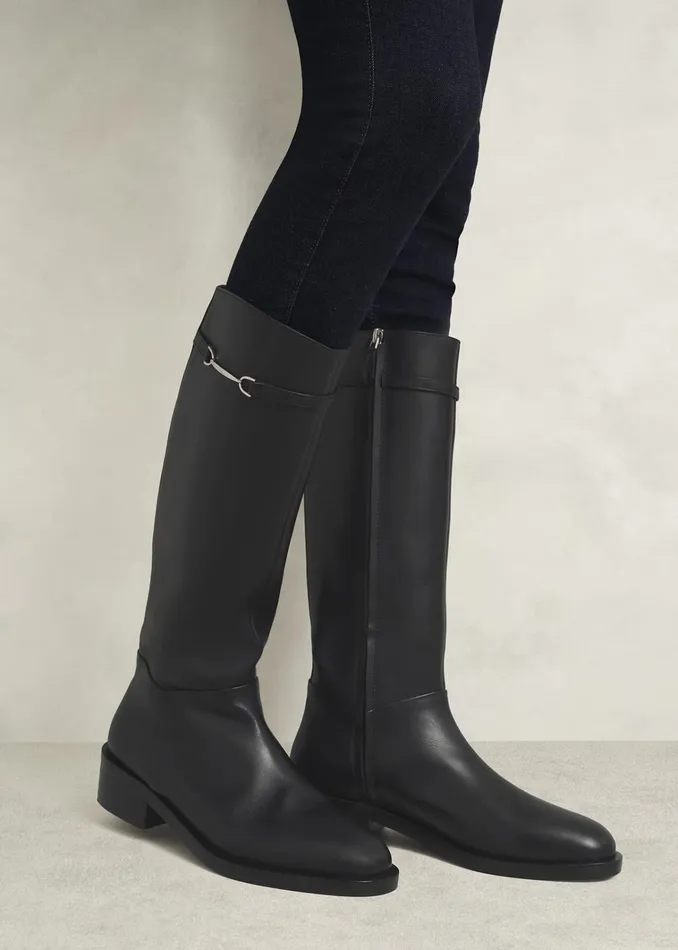 Women Uma Leather Knee Boots Black Hobbs Boots