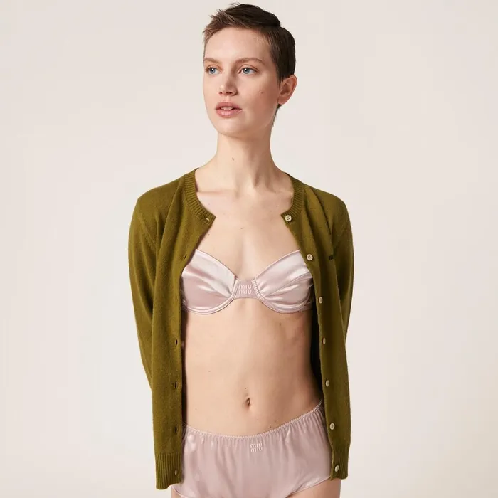 Women Underwear And Beachwear Miu Miu Satin Bra Opal Women Underwear And Beachwear Miu Miu Satin Bra Opal