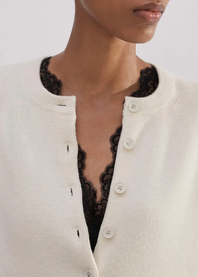 Women VNeck Lace Trim Swing Vest Black MEEM