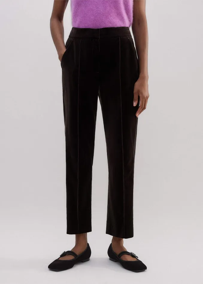 Women Velvet Tux Slim Crop Pant Double Espresso MEEM