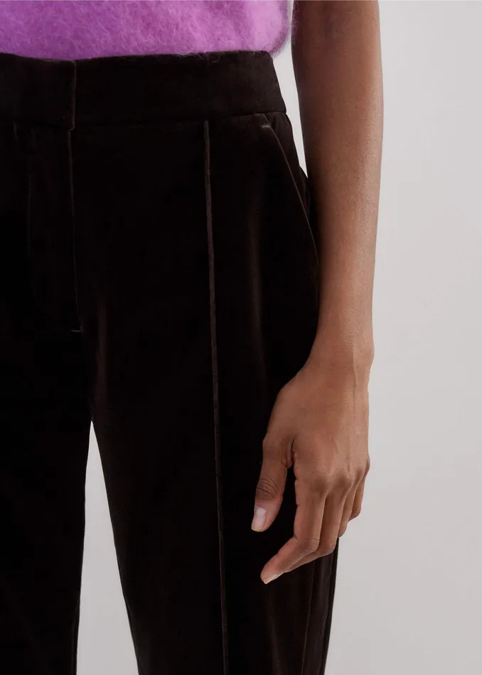 Women Velvet Tux Slim Crop Pant Double Espresso MEEM
