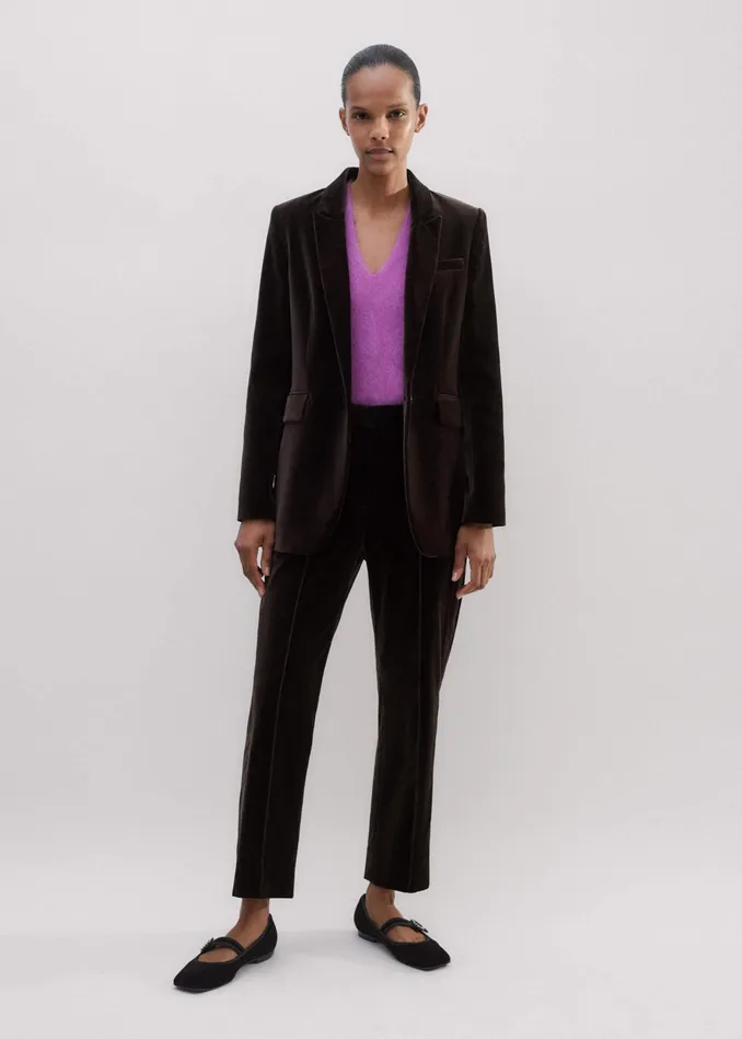 Women Velvet Tux Slim Crop Pant Double Espresso MEEM