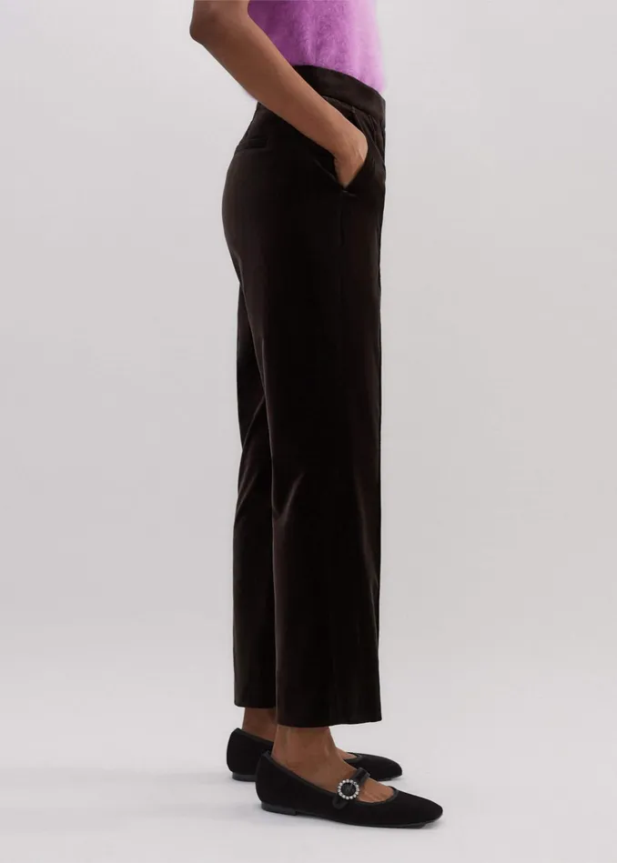 Women Velvet Tux Slim Crop Pant Double Espresso MEEM