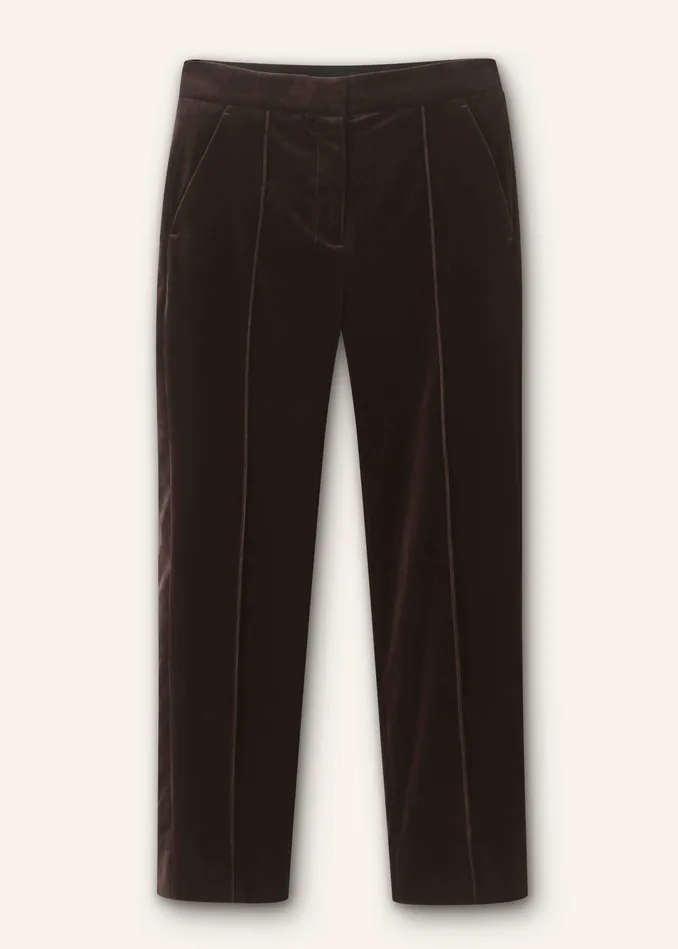 Women Velvet Tux Slim Crop Pant Double Espresso MEEM