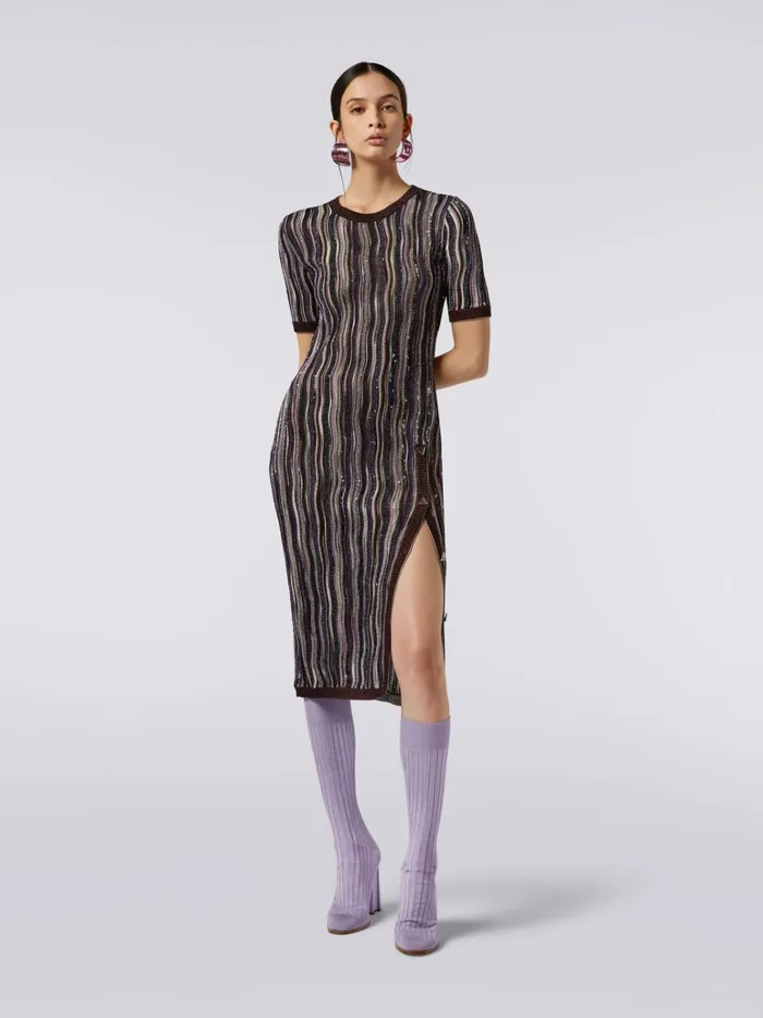 Women Vertical Striped Dress With Sequins Multicoloured Missoni Dresses Women Vertical Striped Dress With Sequins Multicoloured Missoni Dresses
