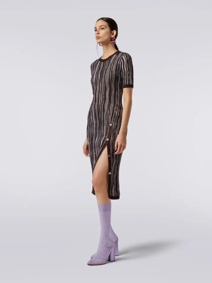 Women Vertical Striped Dress With Sequins Multicoloured Missoni Dresses Women Vertical Striped Dress With Sequins Multicoloured Missoni Dresses