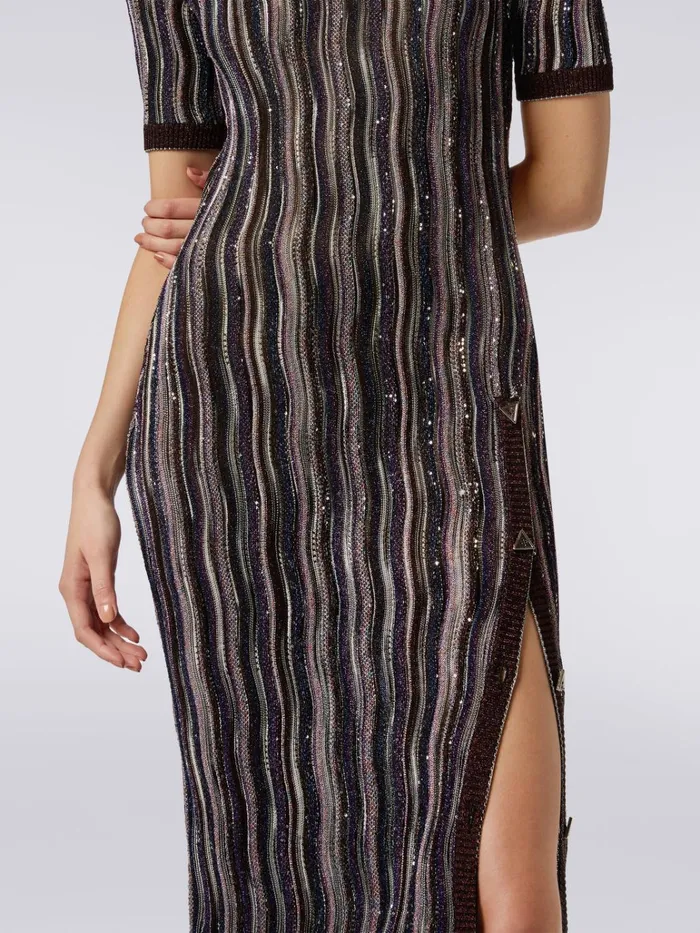 Women Vertical Striped Dress With Sequins Multicoloured Missoni Dresses Women Vertical Striped Dress With Sequins Multicoloured Missoni Dresses