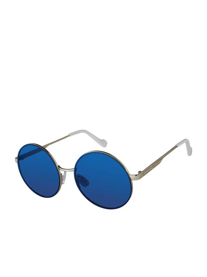 Women Vintage Metal Round Sunglasses In Silver and Blue Jessica Simpson Sunglasses
